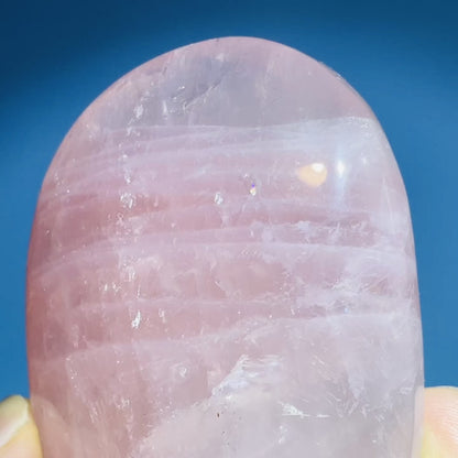 High Grade Rose Quartz + Agate Large Palmstone (Video)