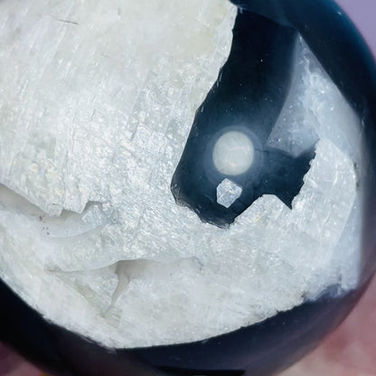 Volcanic Agate + Mangano Calcite UV Large Sphere