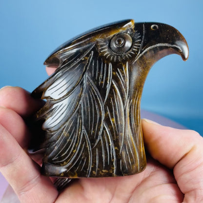 Tigers Eye Eagle Bird Medium Carving (Video)