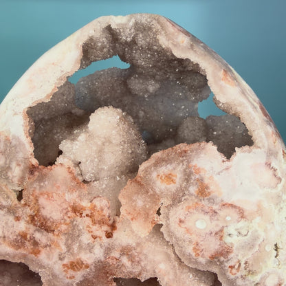 Druzy Pink Amethyst Flower Agate Medium Flame Freeform (Video)