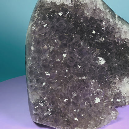 Amethyst Large Semi-Polished Cluster Freeform with Agate (Video)