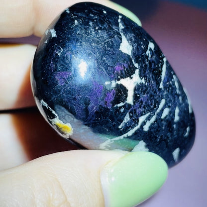 Rare Covellite Metallic Palmstone with Pink Fire Flash! (Video)