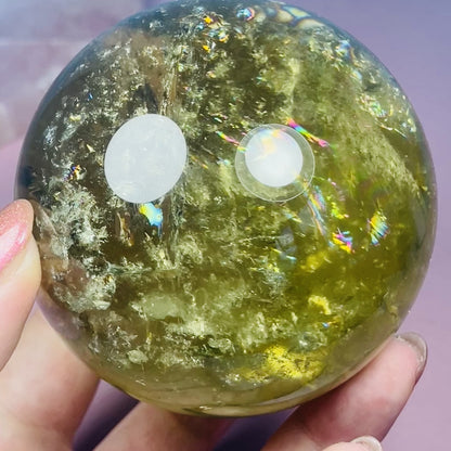 High Quality Brazilian Citrine Large Sphere (Full of Rainbows!)