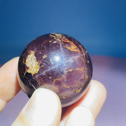 Asteriated Almandine 'Star Flash' Garnet Medium Sphere (Video)