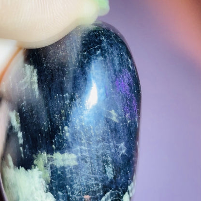 Rare Covellite Metallic Palmstone with Pink Fire Flash! (Video)