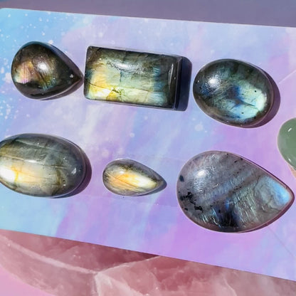 Labradorite Multi-Coloured Cabochon Set (Video)