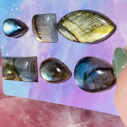 Labradorite Multi-Coloured Cabochon Set (Video)