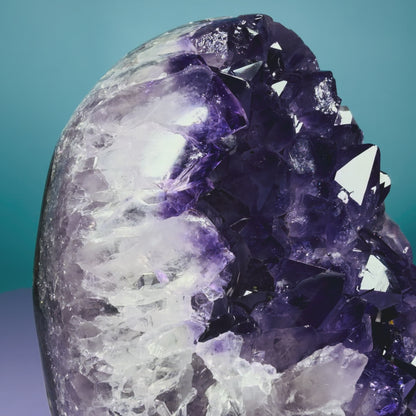 Amethyst Medium Semi-Polished Cluster Freeform with Agate (Video)