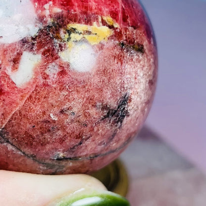 High Grade Rhodonite + Quartz Medium Sphere