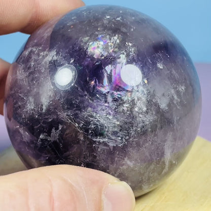 High Grade 'Trapiche' Phantom Amethyst Large Sphere (Video)