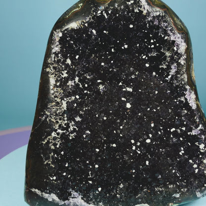 Brown Berry Amethyst Small Semi-Polished Cluster Freeform with Agate (Video)