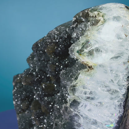 Green Prasiolite Sugar Amethyst Medium Semi-Polished Cluster Freeform with Agate (Video)