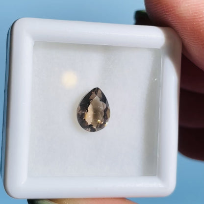 Smoky Quartz Faceted Oval-Cut Gemstone in Specimen Box