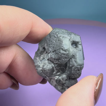 Octahedral Blue-Green Fluorite + Black Chalcedony Cluster Specimen, Fujian, China