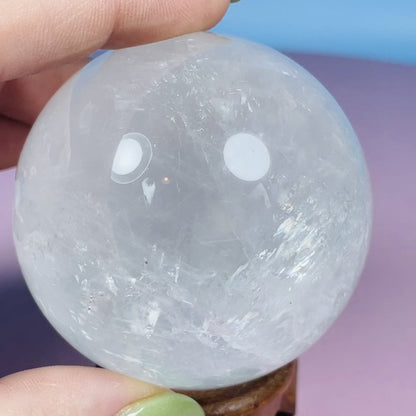 Optical White Calcite Medium Sphere (Video)