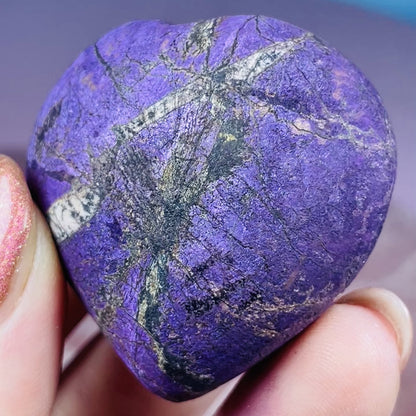 Purpurite Heart Medium Carving (Video)