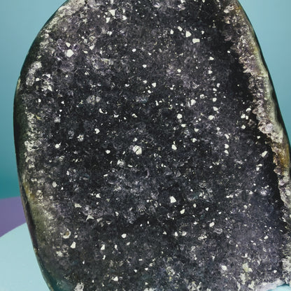 Amethyst Small Semi-Polished Cluster Freeform with Agate (Video)
