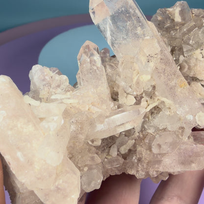 Pink Lithium Quartz Medium Cluster (Video)