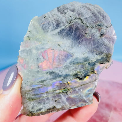 Rainbow Labradorite Small Semi-Polished Slab Piece (Video)