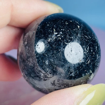 Black Needle Tourmaline in Quartz Small Sphere