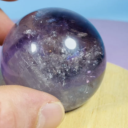 High Grade 'Trapiche' Phantom Amethyst Medium Sphere (Video)