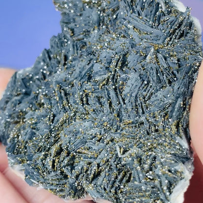 Black Barite Small Cluster Plate with Vanadinite Sparkles
