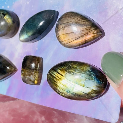 Labradorite Multi-Coloured Cabochon Set (Video)
