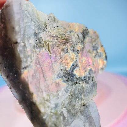 Rainbow Labradorite Small Semi-Polished Slab Piece (Video)