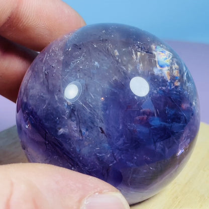 High Grade 'Trapiche' Phantom Amethyst Medium Sphere (Video)