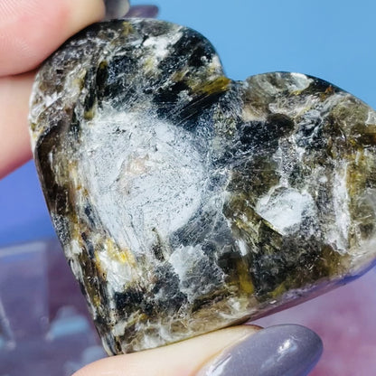 Green Tourmaline + Mica Heart Medium Carving (Video)