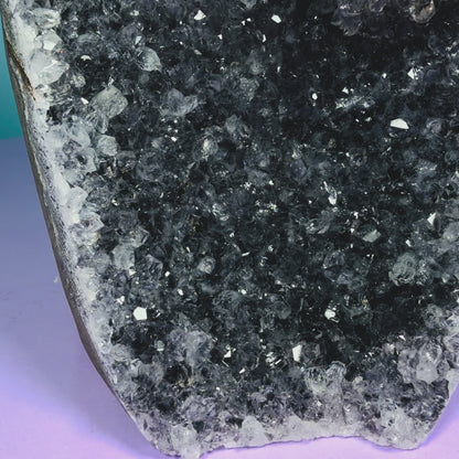 Amethyst Medium Semi-Polished Cluster Freeform with Agate (Video)