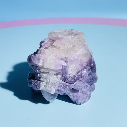 Purple Lepidolite Mica + Quartz 'Pixiu' Dragon with Coin Small Carving