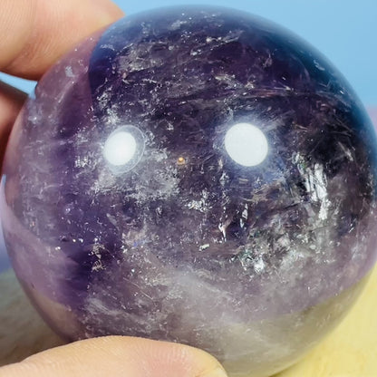 High Grade 'Trapiche' Phantom Amethyst Large Sphere (Video)