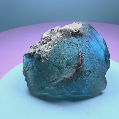 Octahedral Blue-Green Fluorite + Black Chalcedony Crystal Specimen, Fujian, China