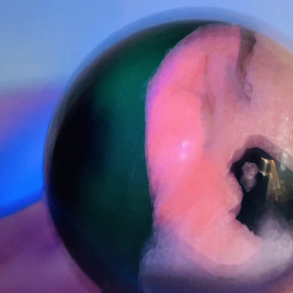 Volcanic Agate + Mangano Calcite UV Large Sphere