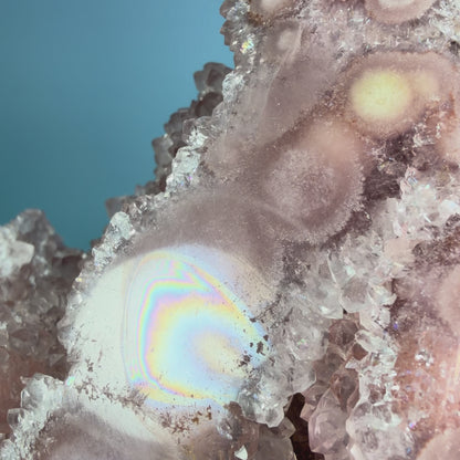 Druzy Pink Amethyst Flower Agate Medium Flame Freeform (Video)