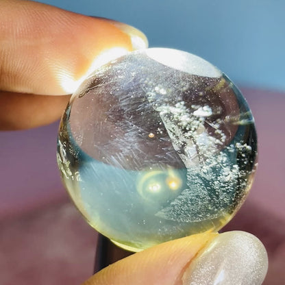 Rare Dumortierite 'Blue Needle' Phantom Citrine Small Sphere