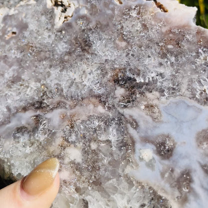 Pink Amethyst Large Semi-Polished Slice on Stand