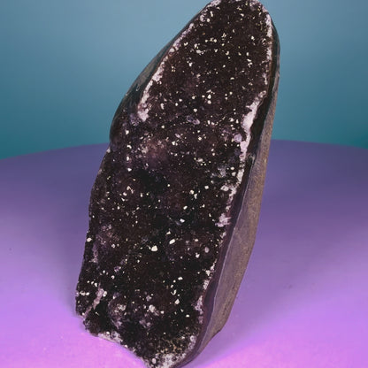 Berry Rainbow Amethyst Small Semi-Polished Cluster Freeform with Agate (Video)