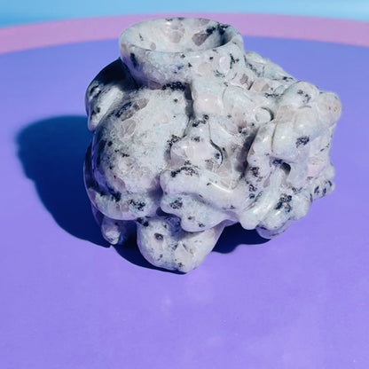 Kiwi Jasper 'Pixiu' Dragon with Offering Bowl Medium Carving