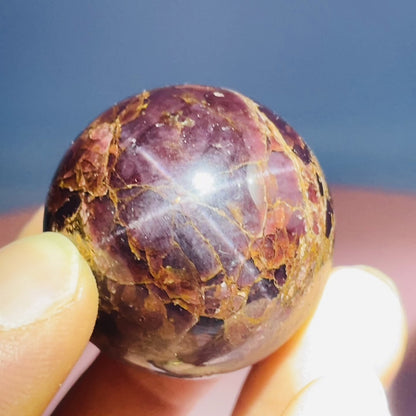 Asteriated Almandine 'Star Flash' Garnet Medium Sphere (Video)