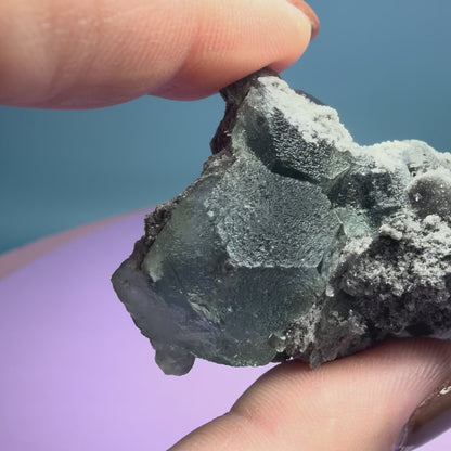 Octahedral Blue-Green Fluorite + Black Chalcedony Cluster Specimen, Fujian, China