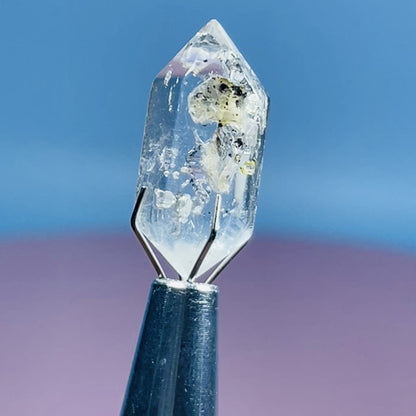 Petroleum Enhydro Quartz Mini Point in Specimen Pottle (Video)