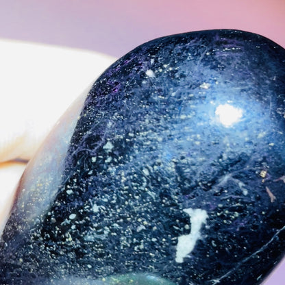 Rare Covellite Metallic Palmstone with Pink Fire Flash! (Video)