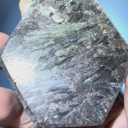 Astrophyllite + Garnet (Fireworks Stone) Diamond Freeform (Video)