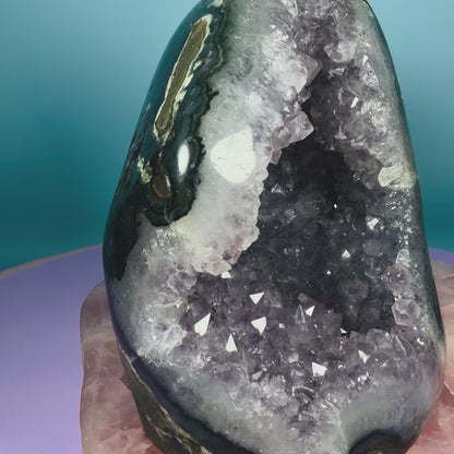 Amethyst Large Semi-Polished Geode Freeform with Agate (Video)