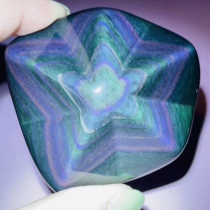 Rainbow Obsidian Star Medium Carving (Video)