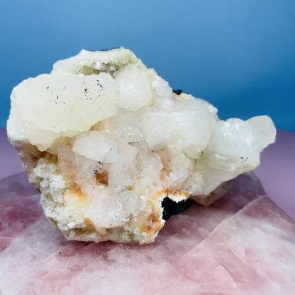 Peach Heulandite + White Stilbite Cluster Geode Medium Freeform