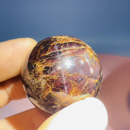 Asteriated Almandine 'Star Flash' Garnet Medium Sphere (Video)