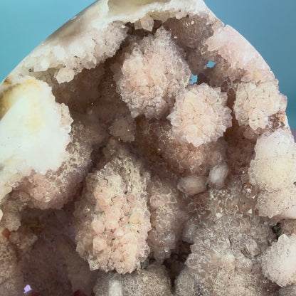 Druzy Pink Amethyst Flower Agate Medium Flame Freeform (Video)